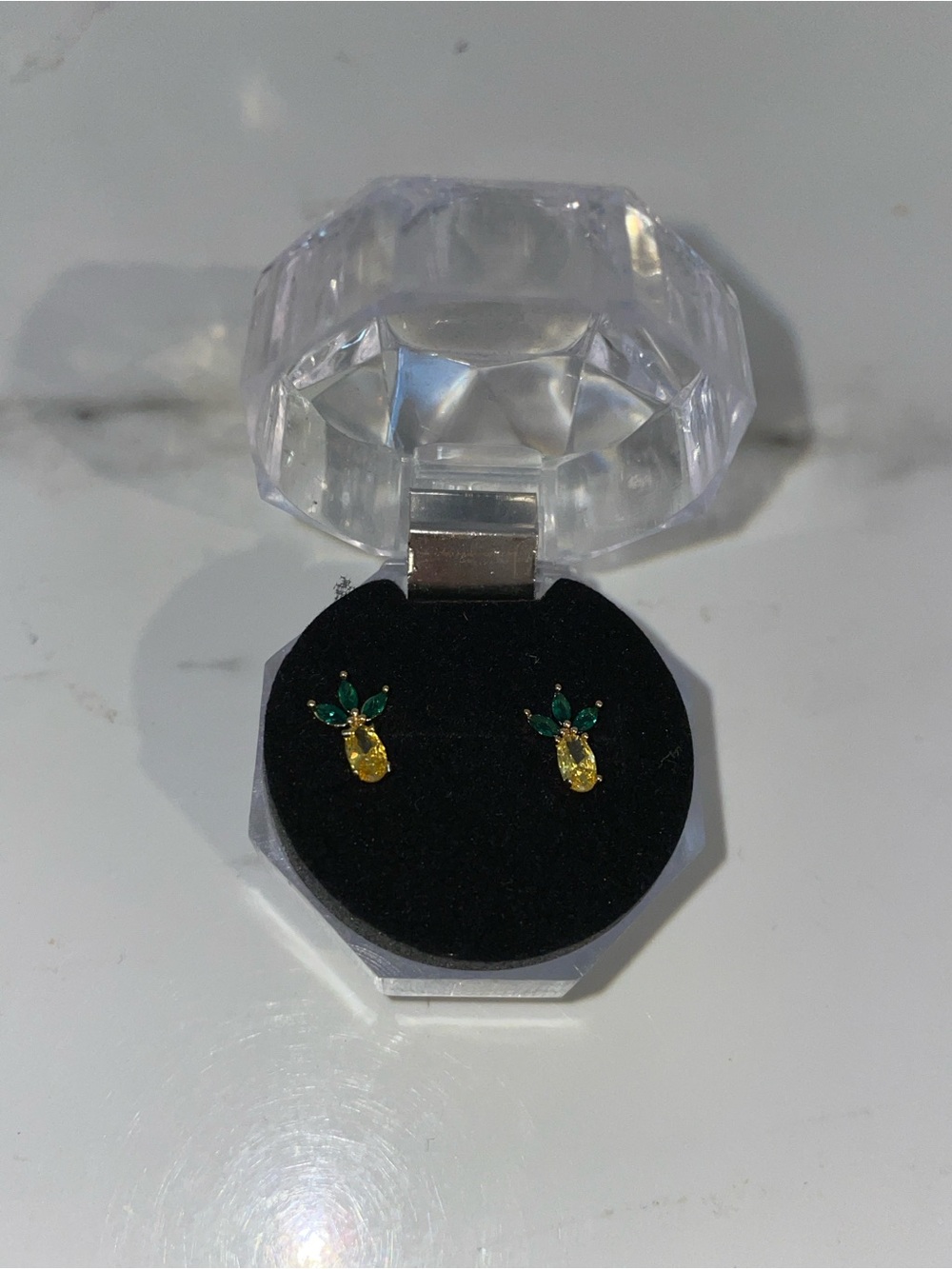 Emerald & Yellow Teardrop Lemon Stud Earrings - Women Jewelry